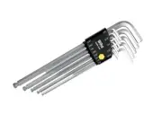 36998 Hex L-Key Set, Long, Inch Ball End in ProStar Holder, Chrome Finish