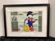 Original Comic Art On Stock Certificate Scrooge McDuck Bitcoin By Chosen