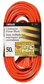 0819 12/3 Outdoor Multi-Outlet Extension Cord, 50-Foot, Orange