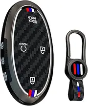 ontto Carbon Texture Key Case Metal and Silicone Key Fob Shell Fit for Hyundai Ioniq 6 Grandeur GN7 Kona Elantra Azera 2023 2024,Sonata Hybrid Santa fe 2024,Tucson Hybrid 2025,Black
