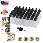 Elegant 1oz Clear Frosted Glass Tincture Bottles with Precise Dropper - 48 Pack
