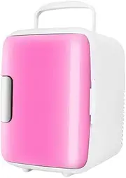 4L Mini Fridge For Bedrooms Small Fridge Reefer With Cooling And Warming Function Electric Drinks Refrigerator AC+DC Power Compatibility Makeup Skincare Fridge For Bedroom, Office, Car(Pink,Car and ho