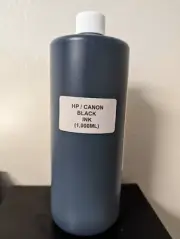 1,000 ML BLACK DYE INK FOR HP CANON DESKJET PRINTER UNIVERSAL BULK INK REFILL
