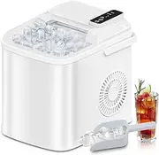 DollarDash 26LBS Auto-Cleaning Ice Maker Machine，9 Dual-Size Bullet Cubes in 6 min Ice Makers Countertop with Handle & Scoop and Basket for Home Kitchen Office Bar Camping