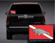 (Pack of 3) Manatee on Dive Flag Decal / Sticker 200-46