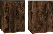 Wall Mounted TV Cabinet 2-Piece Set - Smoked Oak Engineered Wood TV Unit (40x34.5x60 cm) - Space-Saving Design for Living Room & Bedroom, Modern & Durable