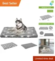 Comfortable Grey Star Pattern Dog Crate Pad - Reversible & Portable (Large)