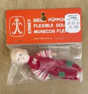 Vintage Ermey Spiel Gut Poseable Dollhouse Boy Doll w/Overalls W.Germany MIP