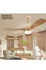 Ceiling Fan with Light Remote Control, 3 Solid Wood Blades, 6 Speed