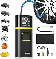 AUXITO Tyre Inflator Portable Air Compressor, Cordless Electric Air Pump for Car Bike Tires and Balls, 150PSI Auto-Off Tire Pump with Digital Pressure Gauge, Rechargeable, Power Bank w/LED Light