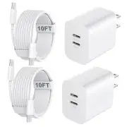 iPhone 16 15 Charger Fast Charging, 20W Dual Port USB C Charger Block with