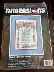 VINTAGE Dimensions Stamped Cross Stitch kit 3134 "CHILDREN LEARN WHAT THEY LIVE"