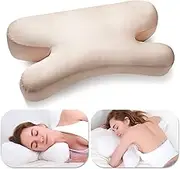 Side Sleeper Pillow Anti Wrinkle Aging Pillow Gel Shredded Memory Foam for Neck Pain Relief Pillow for Sleeping Side Back Stomach Sleeper Pillows (Regular White Style+Beige Nude Silk Pillowcase)