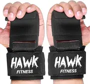 HWK Sports Weightlifting Hooks with Wrist Straps for Men & Women, Black, Padded Lifting Hooks with Heavy Duty Lifting Straps Ideal for Weightlifting, Bodybuilding & Powerlifting Weights up to 700lbs