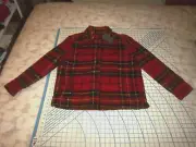 WOMENS SIZE 2 ALLSAINTS RED CHECKERED WOOL BLEND THICK LINED BUTTON UP COAT -NWT