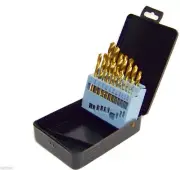 19Pcs High Speed Steel HSS Titanium Coated Twist Drill Bits With Metal Case