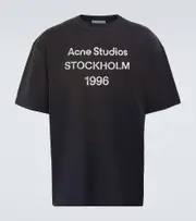 [Acne Studios] Acne Studios Logo-print cotton-blend T-shirt UK 14,5 black