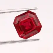 Unheated And Untreated Mozambique Pigeon 9.06 Ct Red Ruby Asscher Cut Gemstone
