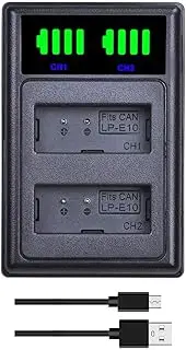 KWTOUL LP-E10 USB Dual Battery Charger LC-E10C LC-E1 LC-E10E Charger Compatible with Canon EOS Rebel T7 T6 T5 T3 T100 EOS 4000D 3000D 2000D 1500D 1300D 1200D 1100D Kiss X50 X70 X80 X90