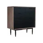 Binder 140cm Tall Sideboard Acacia Solid Wood Furniture - Sandblast & Black