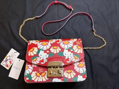 Furla x Hello Kitty Metropolis Red Floral Shoulder Bag Sanrio with Tags