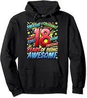 [VidiAmazing] 18th Birthday Comic Style Awesome Since 2005 18 Year Old Boy Pullover Hoodie ds419