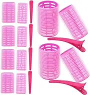 SHERCHPRY Women's Hair Curler Set 6 Medium 6 Small Plastic Rollers Clips Hot Curlers for Bangs Short/long Hair