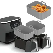 Air Fryer Basket for Ninjas Dual Air Fryer Air Fryer Rack Accessories Reusable Air Fryer Silicone Pot for Ninja Foodi Dual DZ201