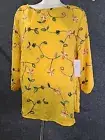 NWT Ana & Rose Women's Boho Blouse Plus XL Yellow Floral Embroidered Peasant
