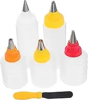 ELAYARD 6pcs Transparent Squeeze Bottle Set for Cookie Decorating Versatile Icing Tools with Assorted Nozzles for Cakes Cupcakes and Cookies Essential Baking Supplies for DIY Creators