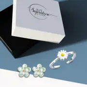 Boxed Solid 925 Sterling Silver Sunny Day Boxed Stud Earrings Sets