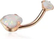 Gabry&Jwl Opal Belly Button Rings 14G Surgical Steel Internally Threaded Rose Go
