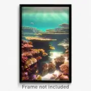 Pixel Art Poster - Clear Reef (8 Bit Psychedelic Trippy Weird Video Game Print)