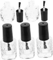 PLAFOPE 5pcs Pack Nail Polish Bottles Brush Square Shaped Empty Containers for Nail Art Leak Design Material
