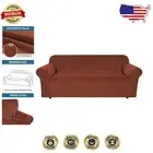 Luxurious Stretch Velvet Sofa Cover 89"-97" - Rust, Non-Slip & Machine Washable