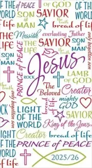Names of Jesus Pocket Calendar 2025 2026 Two Year with Scripture Major Holidays