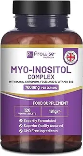 Myo-Inositol Complex 120 Vegan Tablets 7000mg per serving with Black Maca Root, Chromium, Folic Acid, and Vitamin B12 | Hormonal Balance for Women| Premium Quality by Prowise