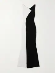[TALBOT RUNHOF] TALBOT RUNHOF - Asymmetric Two-tone Crepe Gown - White - US10 US 10 White
