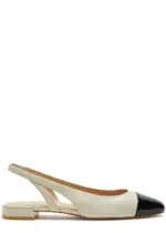 Stuart Weitzman Sleek Leather Slingback Flats - Beige 5