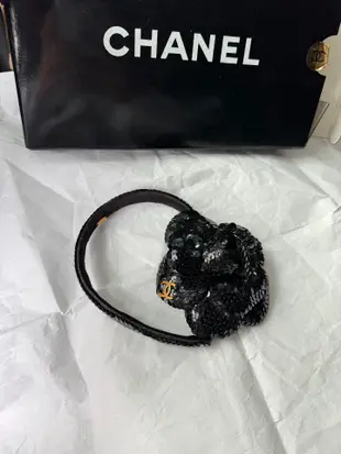 Chanel香奈兒山茶花髮箍亮片頭飾髮箍9.5新Chanelvintage髮箍正品