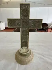 Demdaco By Faith Bill Stross Cross Candle Holder 10" H 2006 Celtic Heart - NIB