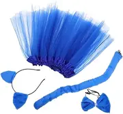 [DEARMAMY] Cat Ear Headband Set Animal Ears for Kids Party Cosplay Headband and Tail Plush Accessory for Halloween