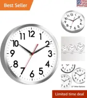 12 Inch Silent Wall Clock - Modern Silver Decorative Timepiece for Every Room