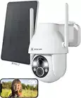 Solar Camera Outdoor Wireless, 2K PTZ 2.4Ghz Wi-Fi, Home Security, AI Motion Det
