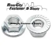 (100) 1/4-28 Serrated Hex Flange Nuts Flange Lock nuts or Spin, wiz nuts Zinc