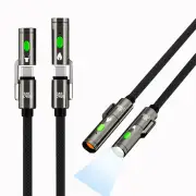 TUTI PD240W USB C to C Fast Charging Cable with Lighting Cigarete Lighter Function 480Mbps Data Transfer Built-in Flashl