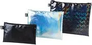 [LOQI] Metallic Collection Prism Zip Pockets Set of 3 Unisex-Adults Multicolour Polyester Water Resistant Oeko Tex Certified