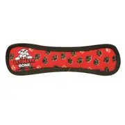 Tuffy Ultimates Bone Plush Dog Squeaker Toy Red Paws