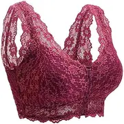 [ANMUR] Womens Post Surgery Padded Mastectomy Bras Push Up Sexy Lace Pocket Bra Underwear for Silicone Breast Forms (Color : Purple, Size : M/Medium)