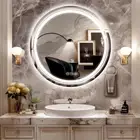 Round LED Bathroom Mirror Dimmable Anti-Fog Makeup Mirror w/ Smart Touch Buttons